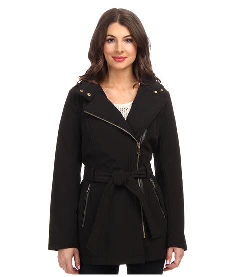 michael michael kors asymmetrical zip coat black 